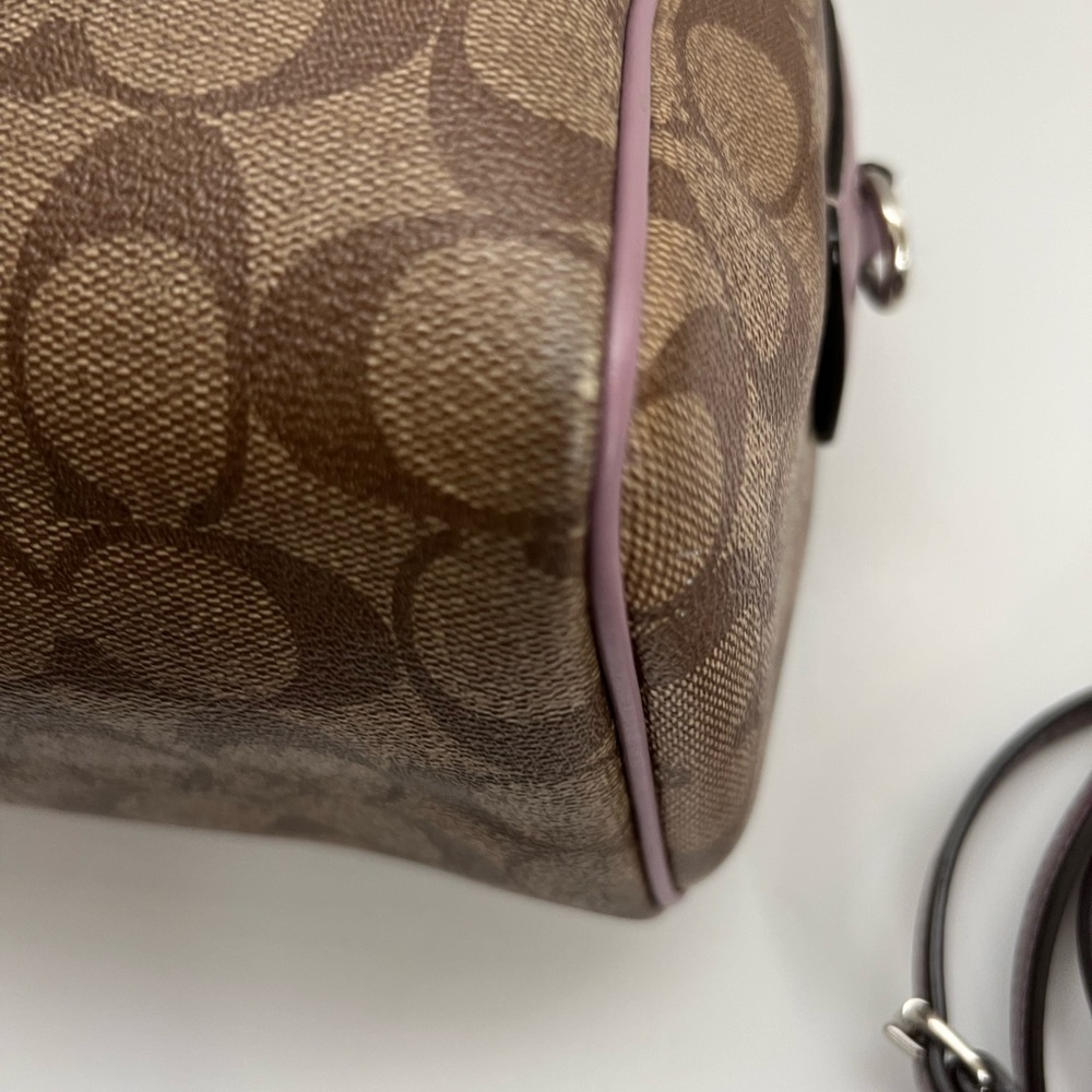 Coach Small Rowan CC signature brown and Lilac trim Crossbody Bag - Picture 11 of 15